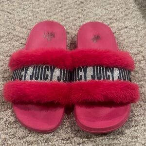 Juicy Couture Hot Pink Fluffy Slides